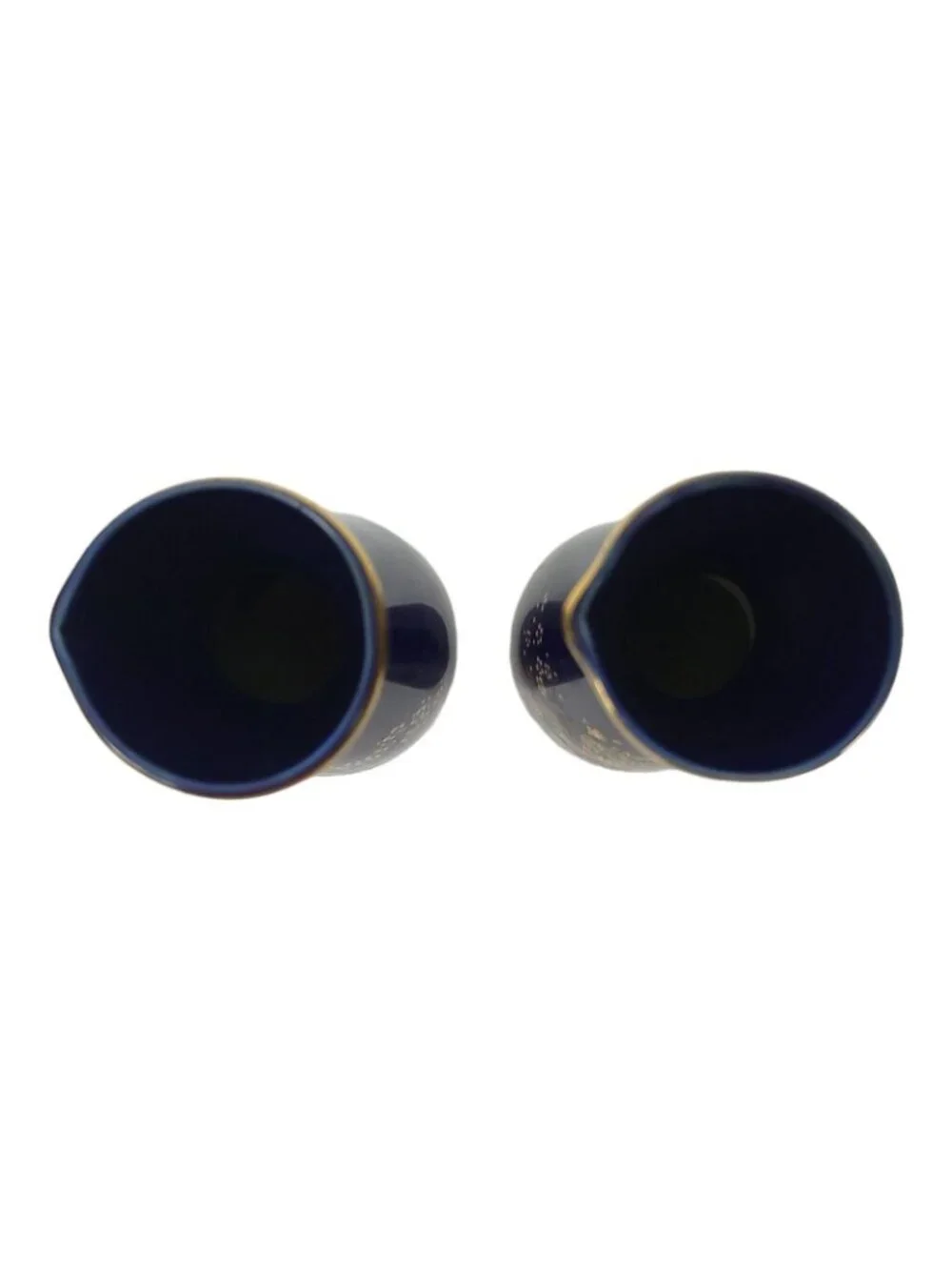 Japanese Kutani Style Cobalt Blue Ceramic Sake Carafe Set Flower Vintage Japan
